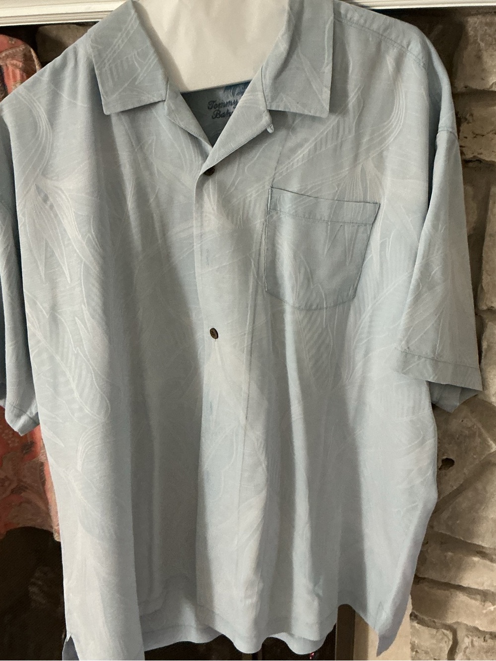 Tommy Bahama Pale Blue Short-Sleeve Button-Down Camp Shirt silk